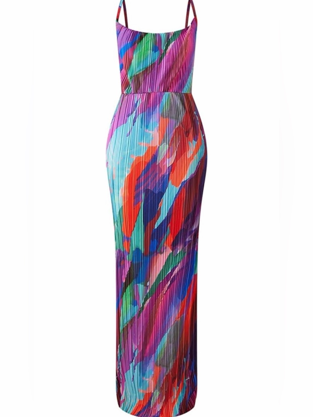 Multicolor Pleated Maxi Skirt